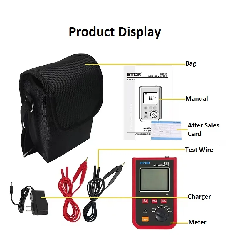 ETCR3620 Portable Milliohmmeter DC Low Value Resistance Tester 1.2A 20kΩ Precision 4-wire Method AC/DC 2 Channel Detector - AliExpress