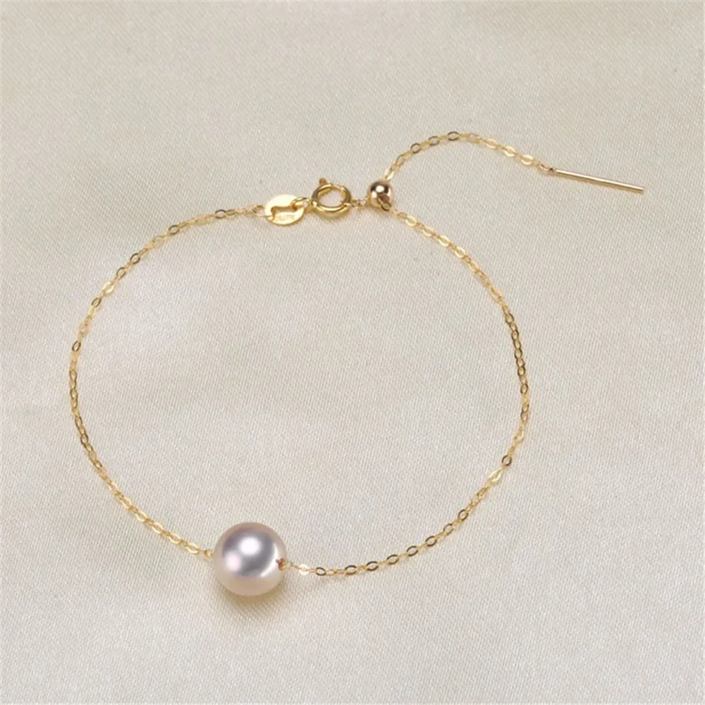 

Браслет из 18-каратного золота с жемчугом и регулируемым жемчужным браслетом, 5-9 мм, G354