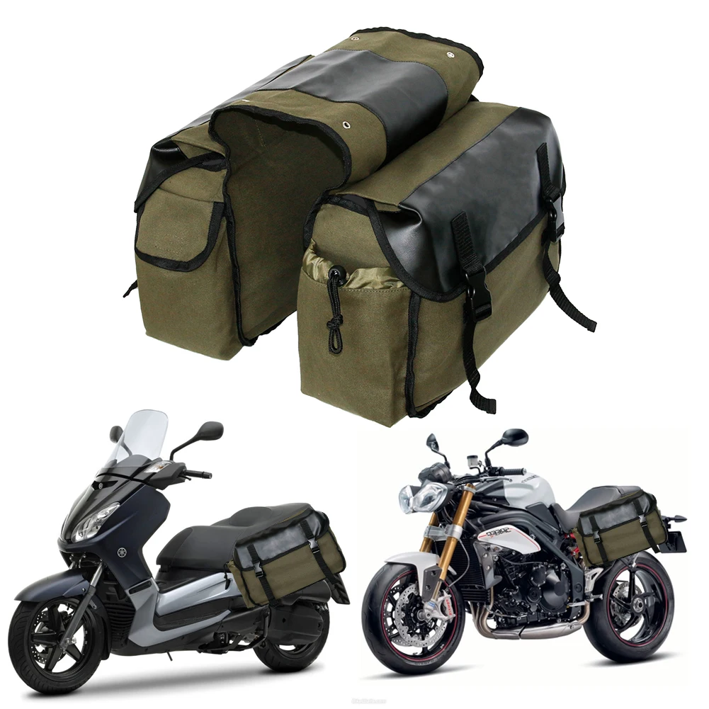 

New Upgrade Touring Motorbike Saddle Bag Motorcycle Canvas Waterproof Panniers Box Side Tools Bag Pouch Dropshipping