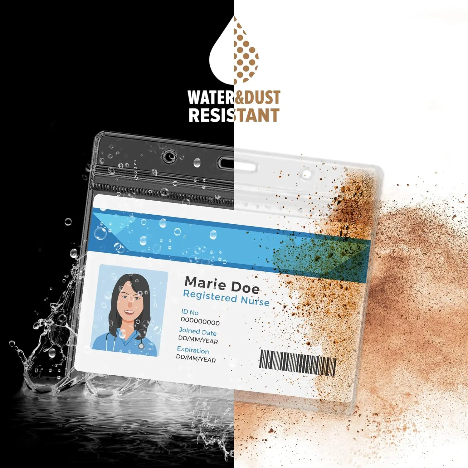 Horizontal ID Card Badge Holder Waterproof Clear Card Sleeve Case Cover ID Protector Pouch with Resealable Zip 10 30Pcs badge parts badge pin