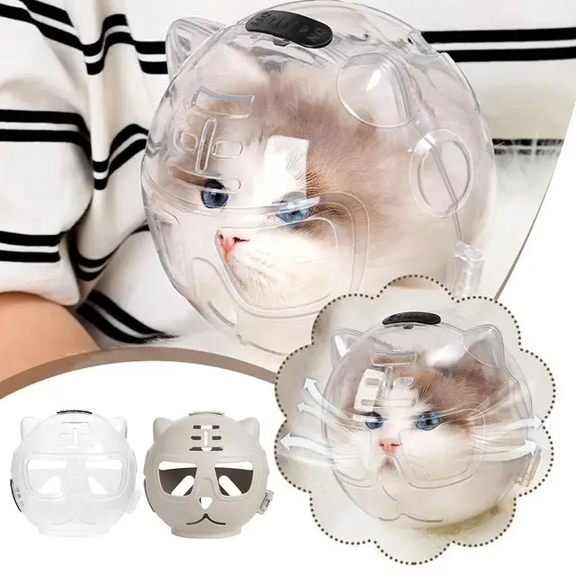 Transparent Breathable Cat Muzzle Anti-Licking Anti-Bite Cat Muzzle Protective Space Hood Anti Scratch Cat Grooming Accessories 3
