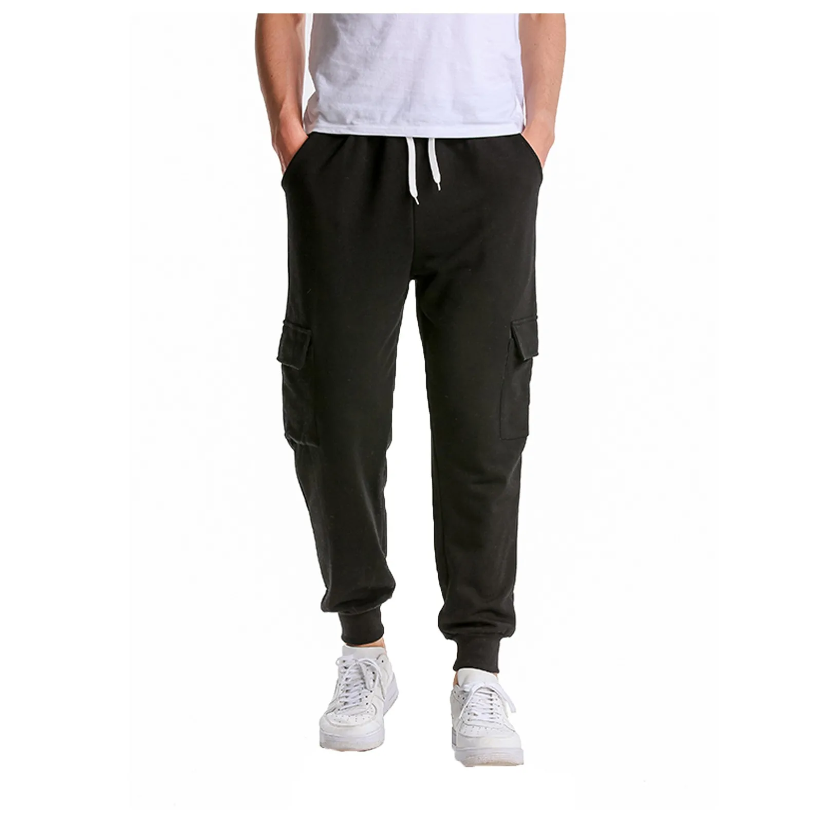 Men's Harem Pants Breathable Soild Color Sports Binding Foot Tether Long Pants With Pockets Streetwear Sweatpants cotton harem pants