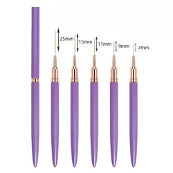 Nail Art Pen Set for Professional Manicure - 5 - in - 1 Brush Kit for Elongated Lines, Striping, and UV Gel Painting (Purple)