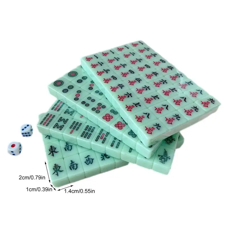Mini Mahjong Set Lightweight Mahjong Sets Clear Engraving Mini Tile Game Travel Accessories For Travel Schools Trips Dormitories 6