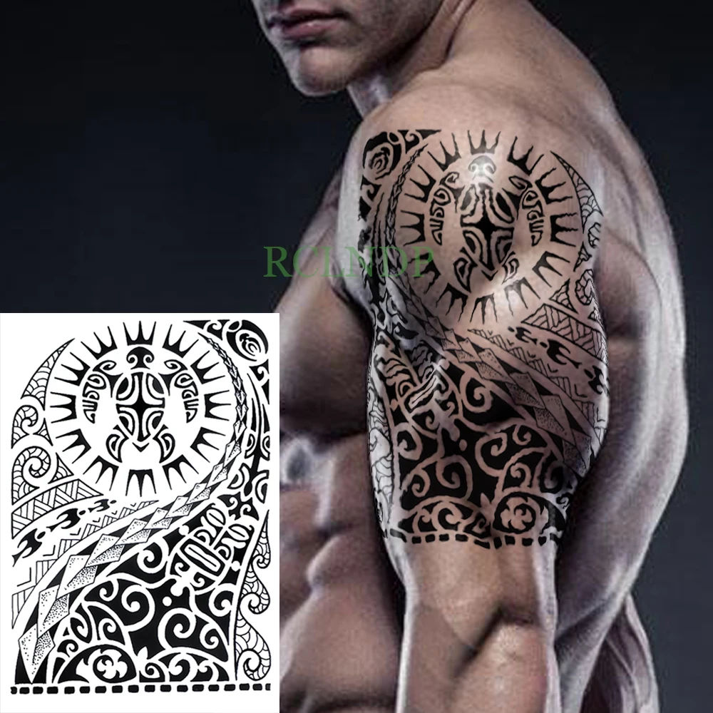 Waterdichte Tijdelijke Tattoo Stickers Op Body Tribal Totem Fake Tatto  Flash Tatoo Terug Been Arm Buik Grote Maat Voor Vrouwen mannen Meisje -  AliExpress, image size:1000x1000