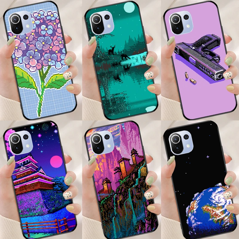 Art Pixel Estetica Per Xiaomi Mi 11 Lite Ultra 9 10 9T 10T 11T Pro Custodia Poco X3 Pro F3 M3 M4 Pro Cover Posteriore