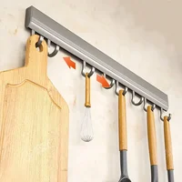 Support mural à crochets sans perçage pour ustensiles de cuisine, rangement de salle de bain, porte-serviettes et manteaux 4