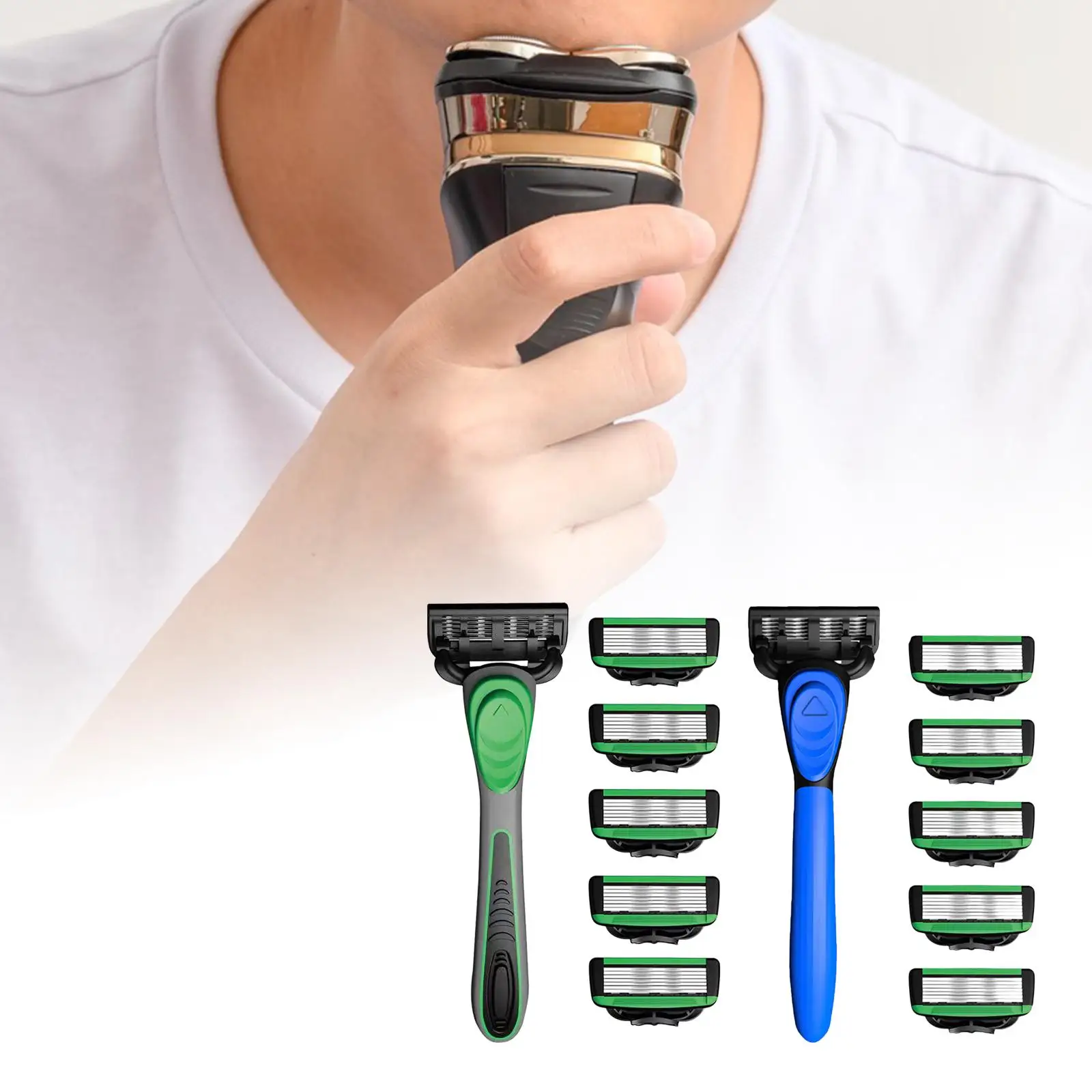 휴대용 7 레이어 블레이드 면도기, 윤활 스트립 포함, 휴대용 미끄럼 방지 핸들 면도기, 남성용 선물, 남아용 아버지