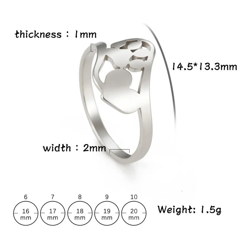 Minimalist Rings Dog Bone Paw Girls Gold Color Stainless Steel Ring Women's - PeticaDeals