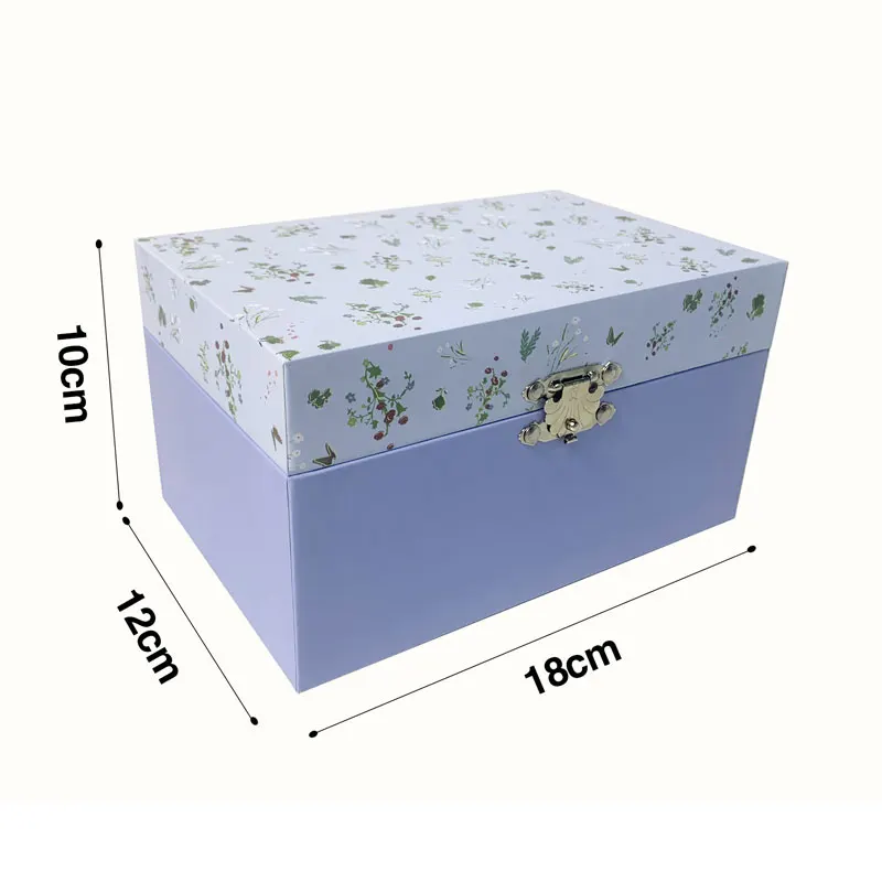Lavender Music Box Jewelry Storage Box Desk Organizer Hot Stamping Girls Birthday Gift Ring/Necklace/Bracelet/Earring Storage 6