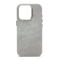 Luxury Fiber Leather Shockproof Magnetic Case with Wireless Charging Compatibility - iPhone 14 Pro Max (DXR Titanium Grey)