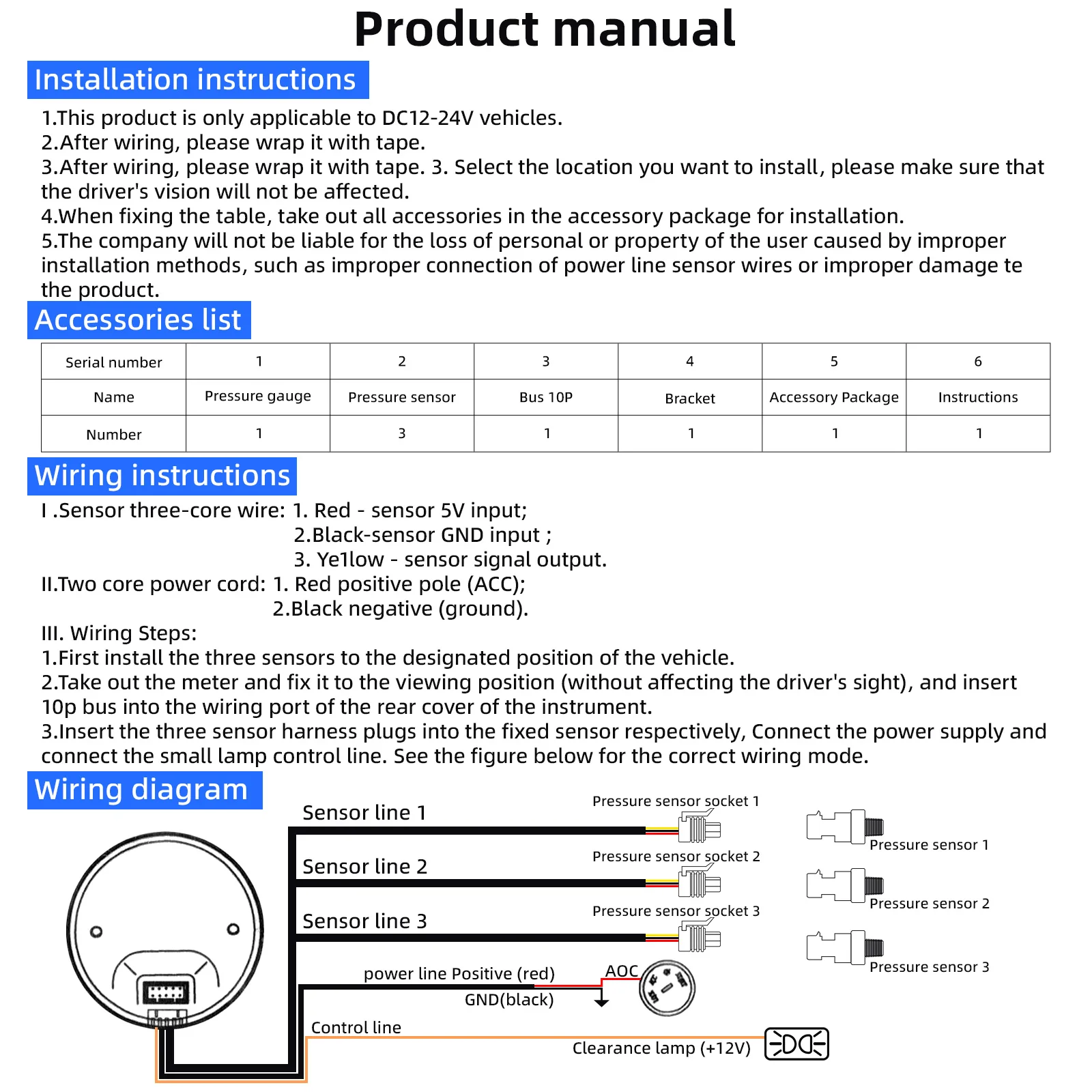 52mm Dual Air Suspension Manometer Fahr druck psi blau Luftdruck manometer mit 2 stücke 1/8 npt Sensor – Detail 12
