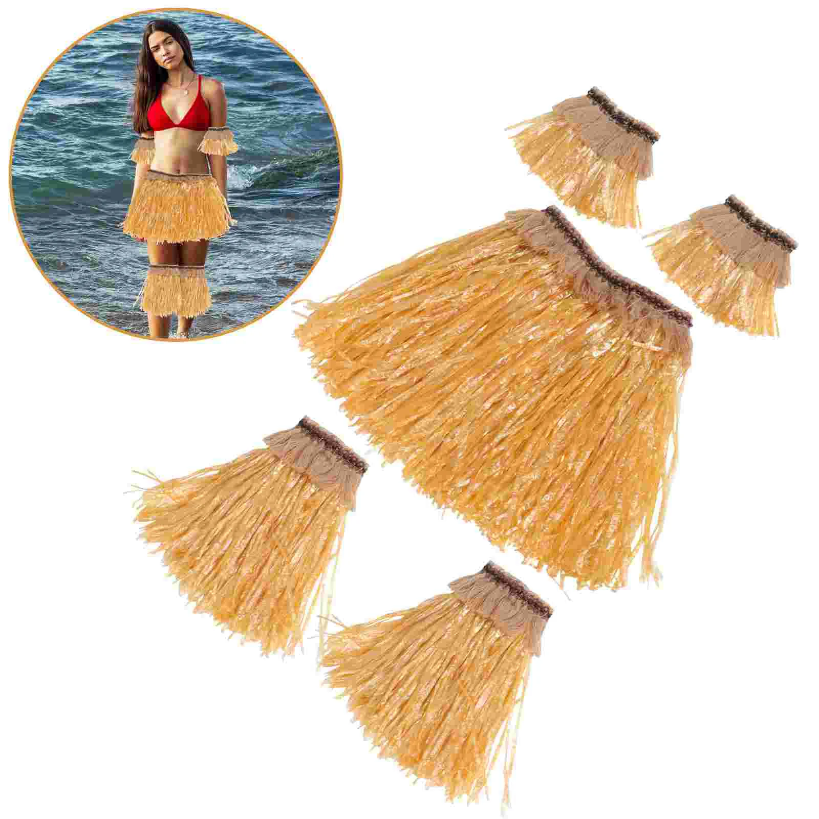 

Hawaiian Grass Skirts for Hula Hawaiian Costumes Party Adults Straw Outfits Kids Ladies Dress Up Hawaii Festive Party Supplies