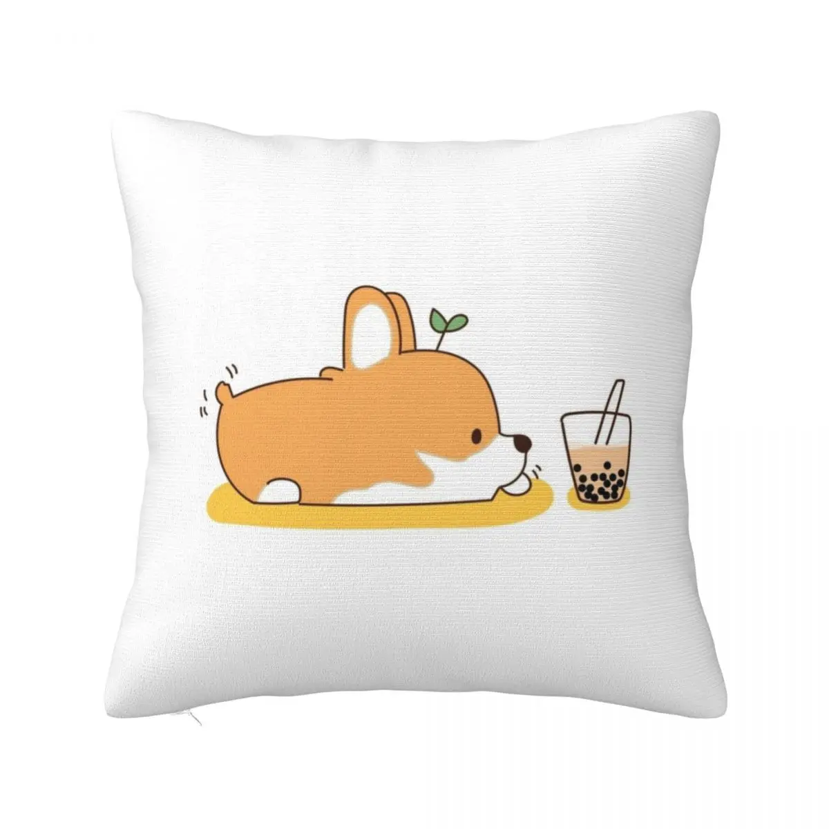 

Corgi and Bubble Tea Throw Pillow Marble Cushion Cover christmas supplies Luxury Pillow Cover Pillows Aesthetic