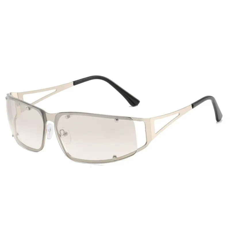 Futuristic Large Frame Sunglasses with Personalized Hollow Rivets