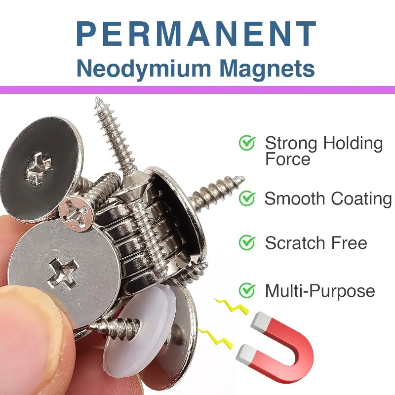 1/24sets Magnetic Cabinet Snaps Drawer Cupboard Door Magnet Clasps with Screws Hidden Closing Circle Kitchen Wardrobe Seal Snap