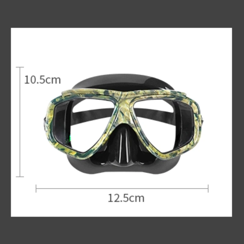 Snorkel Mask Swimming Goggles Scuba Diving Silicone Skirt Tempered Glass Len Wide View Training Nose Cover Adjustable Strap