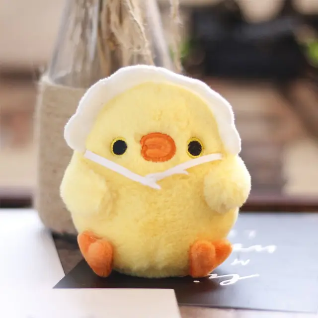 귀여운 치킨 봉제 인형 미니 카와이 오리 키 체인, Little Yellow Chicken Pendant, 기분 추적기