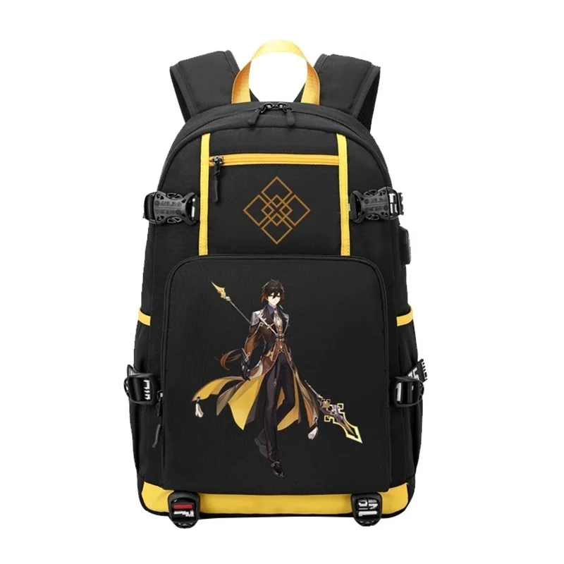 

Game Genshin Impact Cosplay Props Rock King Zhongli Luminous Travel Backpack Project Fashion Satchel Students Bag Halloween Gift