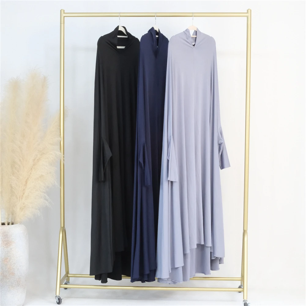 Muslim Women Jilbab Prayer Dress Hijab Hooded Abaya Ramadan Eid Islamic Clothing Dubai Saudi Black Robe Turkish Modes Dresses