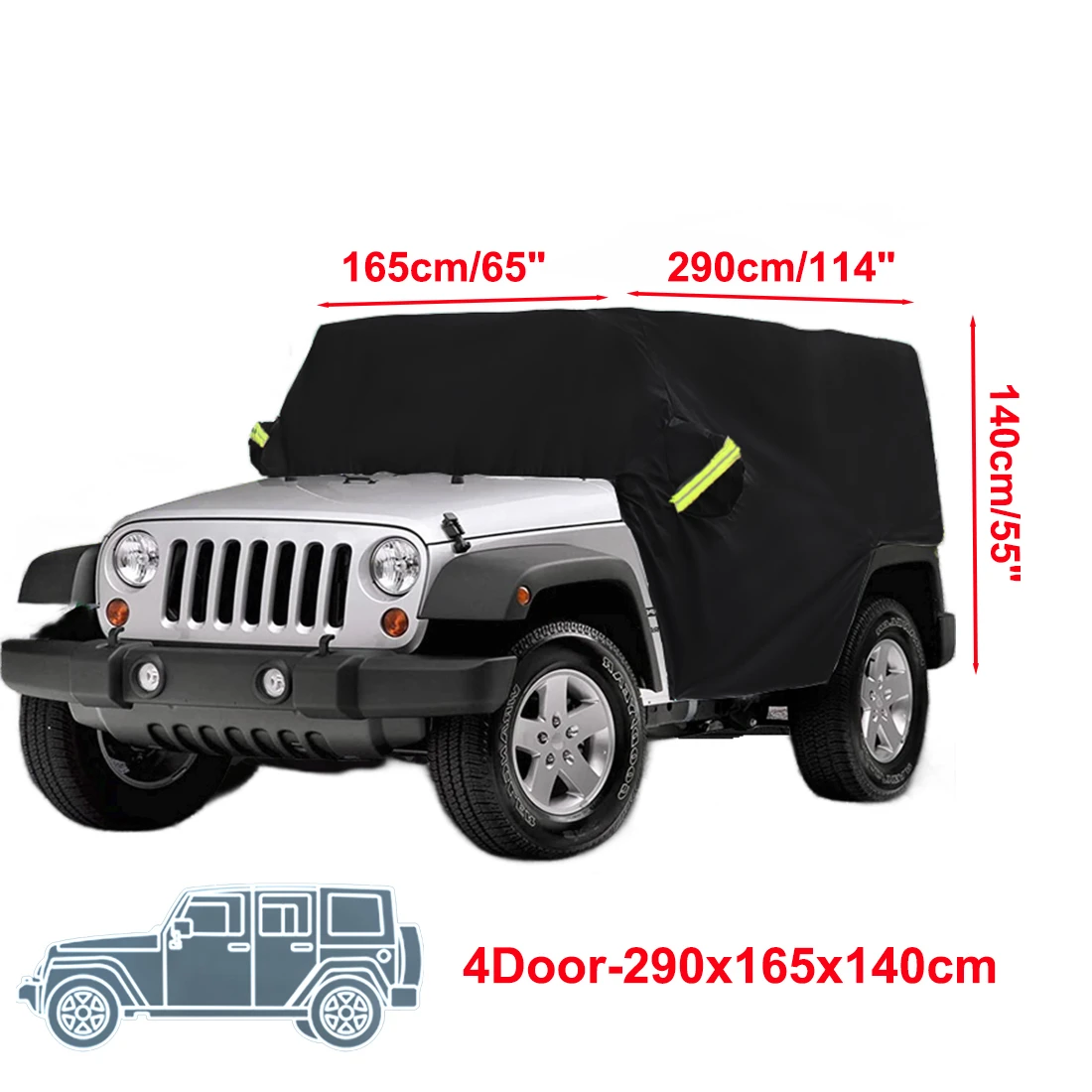 Car Cab Covers for Jeep Wrangler JK JL Hardtop 2/4 Doors 2007-2021 Outdoor Waterproof 210D Oxford Half Protector Cover