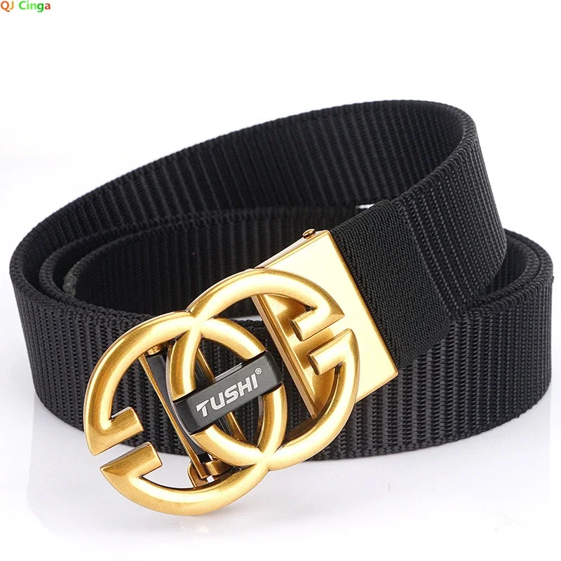 

2024 New Men's Nylon Canvas Belts Red Blue Green Brown Automatic Buckle Women Belt Black Gray Cinturon Neutral Waistband