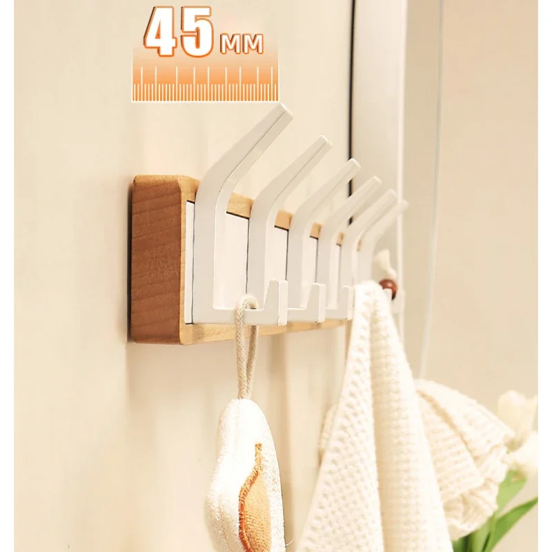 Solid Wood Wall Mounted Hangers for Bathroom, Coat Hooks, Keys, Hats, Robe, Towels, Bags, Storage Hook, Save Space 2