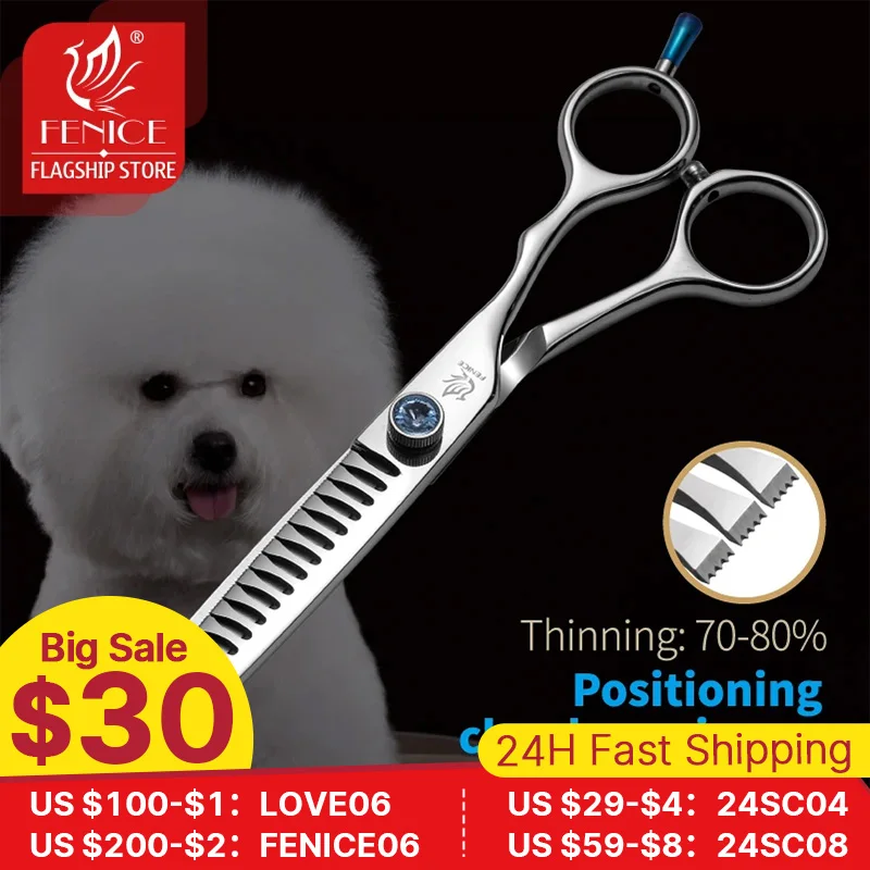 Fenice 7.0/7.5/8.0inch Professional Pet Grooming Scissors Dog Beauty Scissor Chunkers Pet Items Dogs Thinning Scissors Groomer
