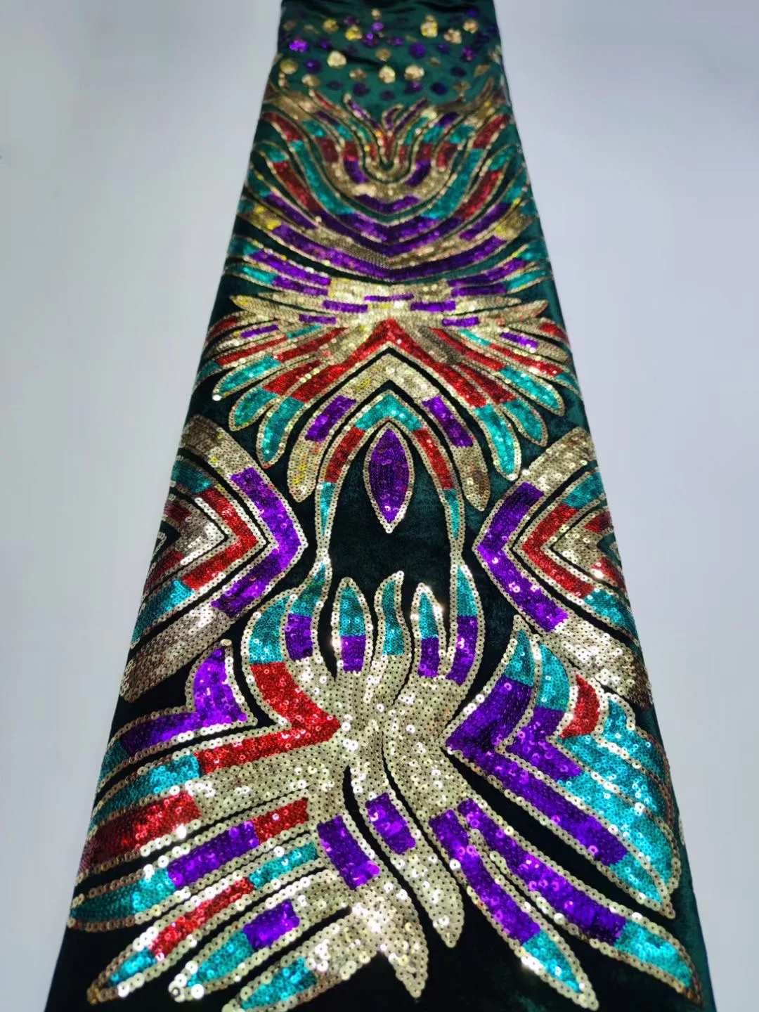 

(5yards/pc) High quality embroidered African velvet lace fabric with colorful sequins soft and smooth Nigerian party lace VYY006