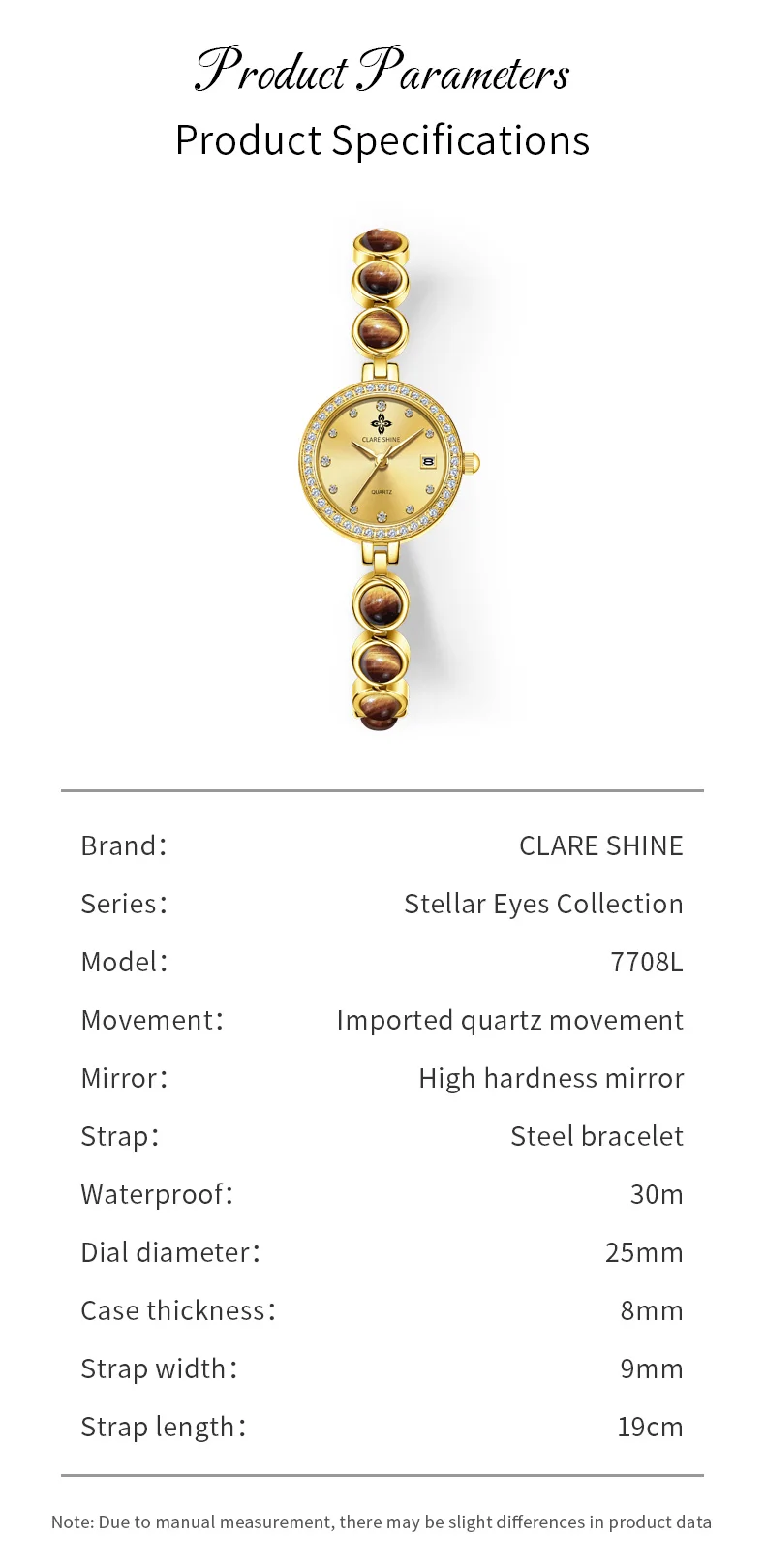 Orologio CLARE SHINE 7708 - Confronto dimensioni