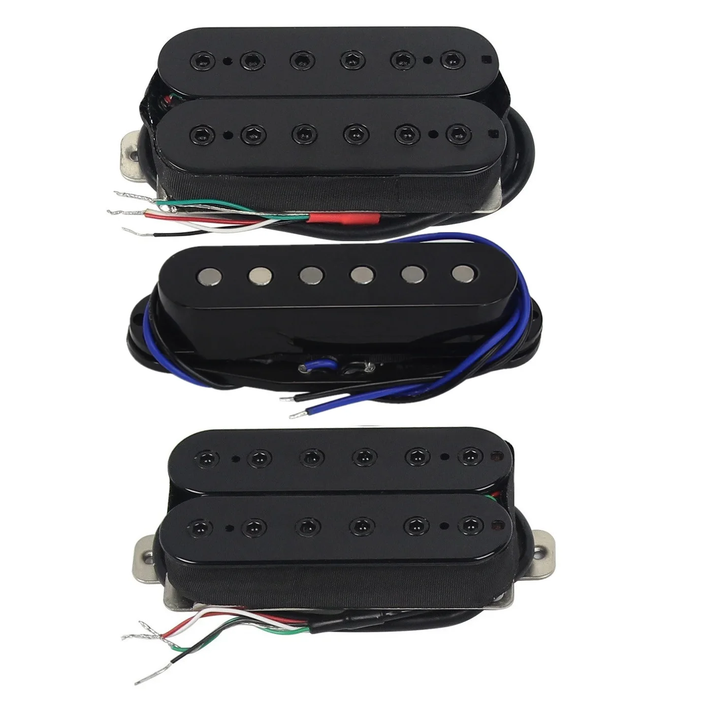 

FLEOR 3PCS Alnico 5 HSH Pickups Set Guitar Humbucker+Single Coil Pickup Black Electric Guitar Parts