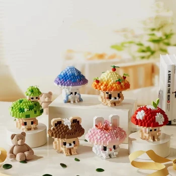 New Simulated Introverted Mushroom Micro-particle Building Block Toy Cute Mushroom Assembly Model Children's Educational Toy 1