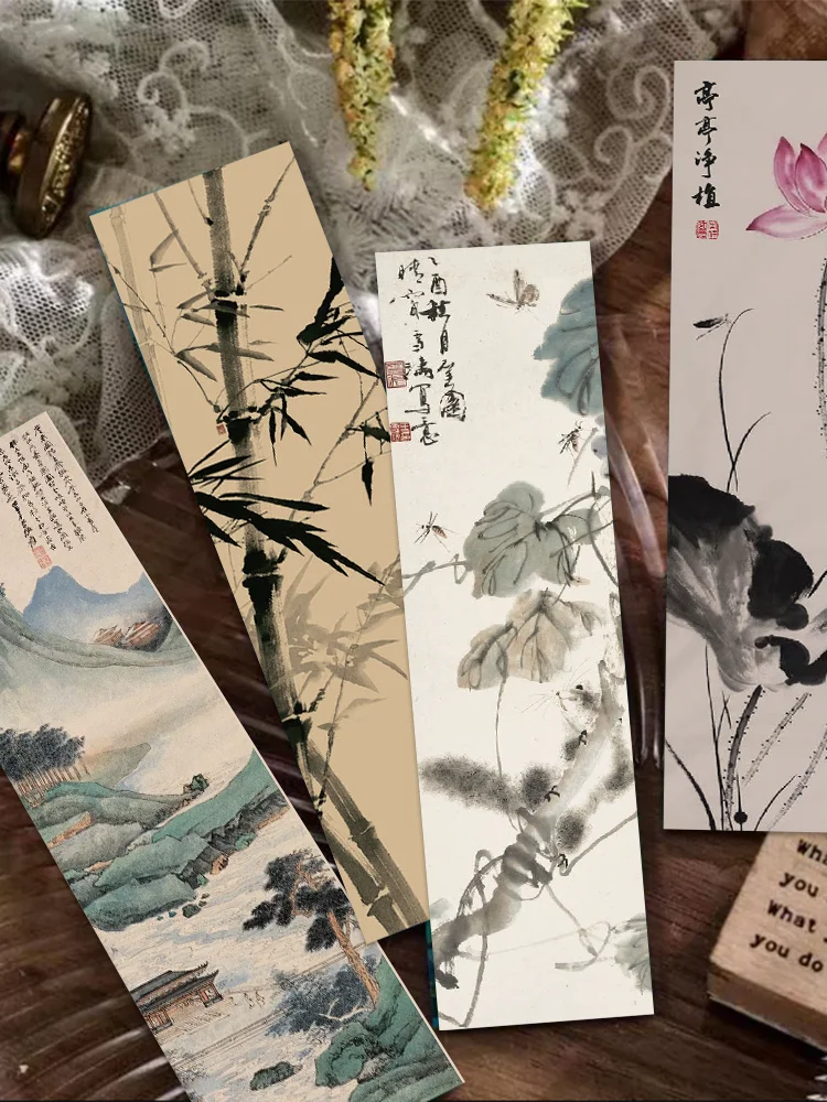 30-Piece Set of Classical Chinese Ink Painting Bookmarks