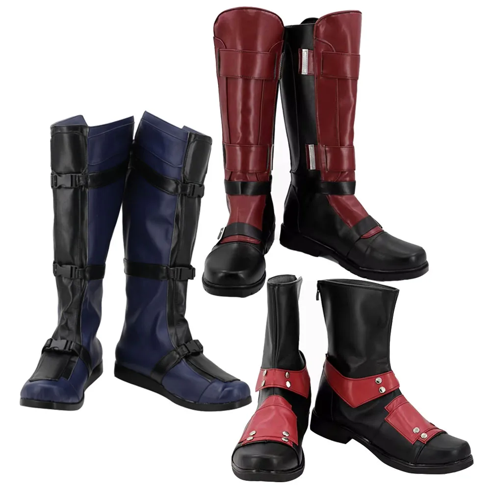 Movie Dead Cosplay Pool Fantasy Shoes Black Red Short Boots for Men