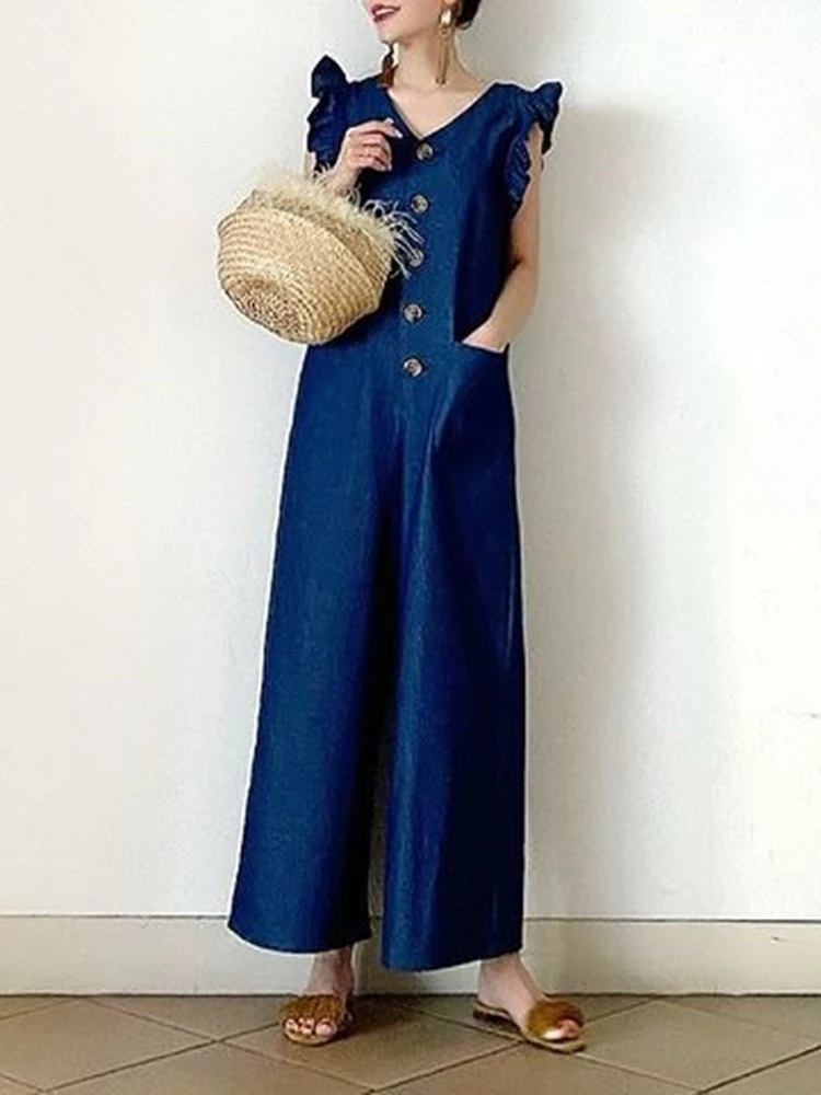 

Jumpsuit Women 2023 Spring Summer Fashion Sleeveless Loose Party Denim Jumpsuit Women's Casual Elegant Evening Woman Jumpsuit