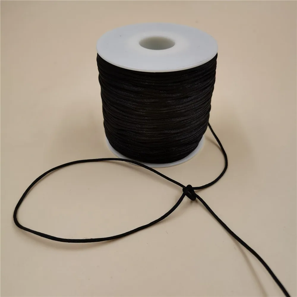 Rollo de cuerda negra satinada, cordón de nailon y poliéster, nudo chino,  pulsera DIY, suministros para hacer joyas, 1mm, 50 metros - AliExpress