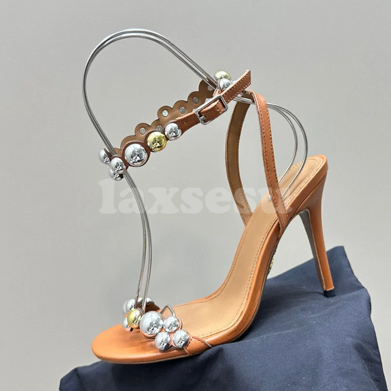 

Summer 2024 New Style Ladies Sandal Slender Heel Design Unique Open Toe Sandals Temperament Luxury Female Sandals