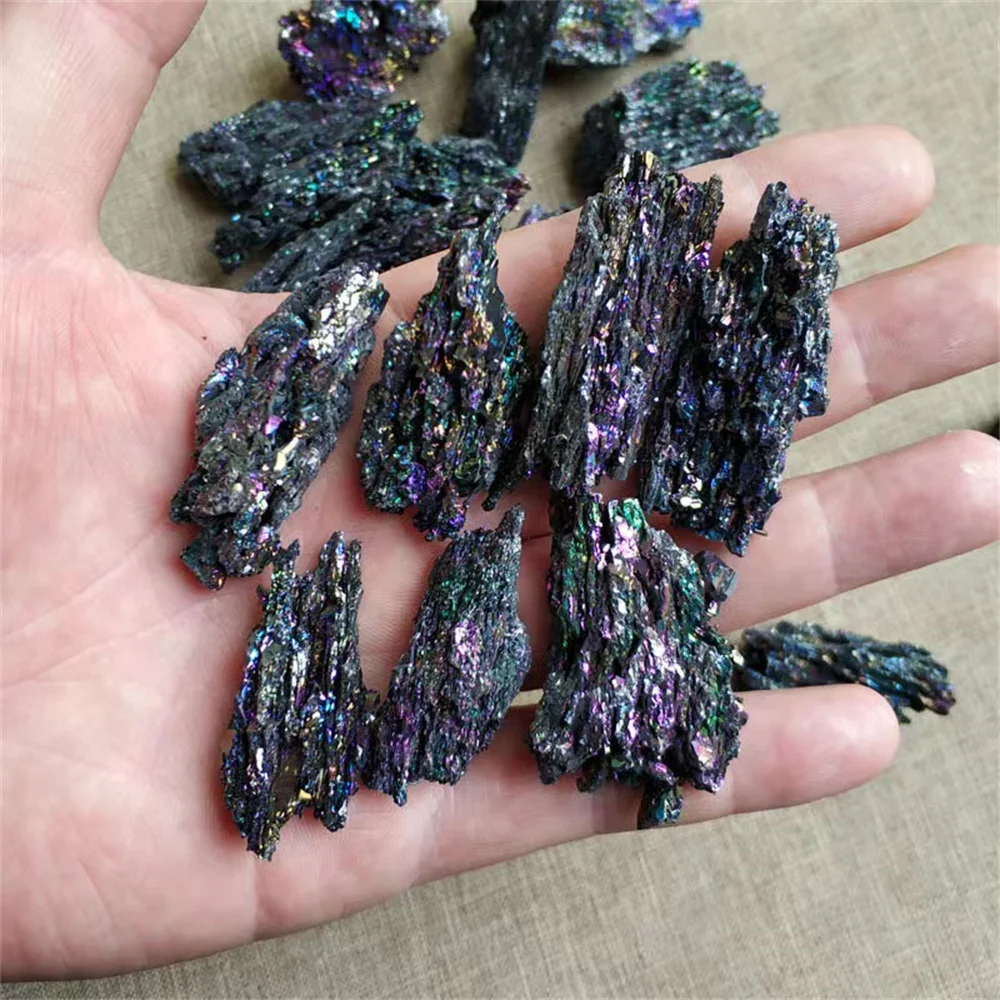 Colorful Carborundum Natural Stone Specimen Silicon Carbide Black Quartz Crystal Mineral Sample Home Decor Gifts Collectibles 3