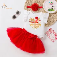 Baby Girl Clothes My First Birthday Dress Cute Pink Dresses + Romper Outfits Toddler Girls Summer Clothes Jumpsuit for Party 2