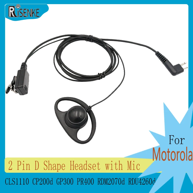 RISENKE-Walkie Talkie Earpiece,2Pin Headset,for Motorola CLS1110,CLS1450,XTN600,GP300, GP88S, CT450, XU1100, MV12CV, PRO1150