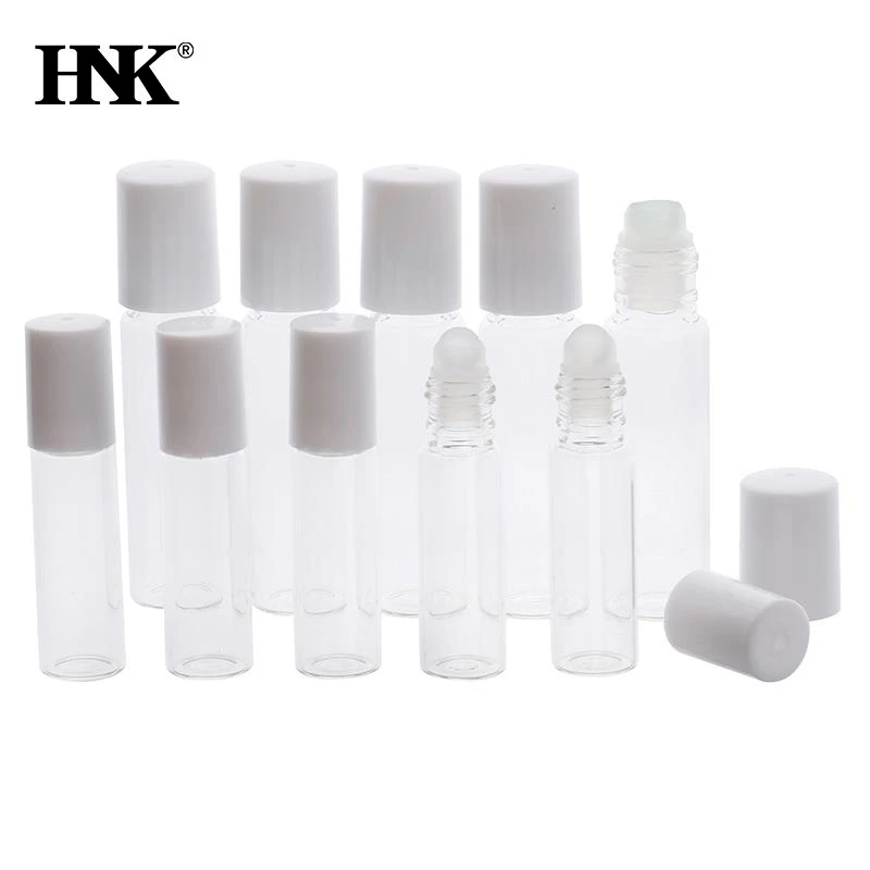 5pcs 5ml/10ml Glass Roller Bottles Empty Clear Bottle With Roll On Ball Empty Cosmetic Essential Oil Vial Transparent Glass Tube