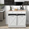 Out Trash Cabinet Can Bin Kitchen 20 Gallon Wooden Free Standing Laundry Sorter,Recycling Cabinet with Hideaway Drawer, (White) 1