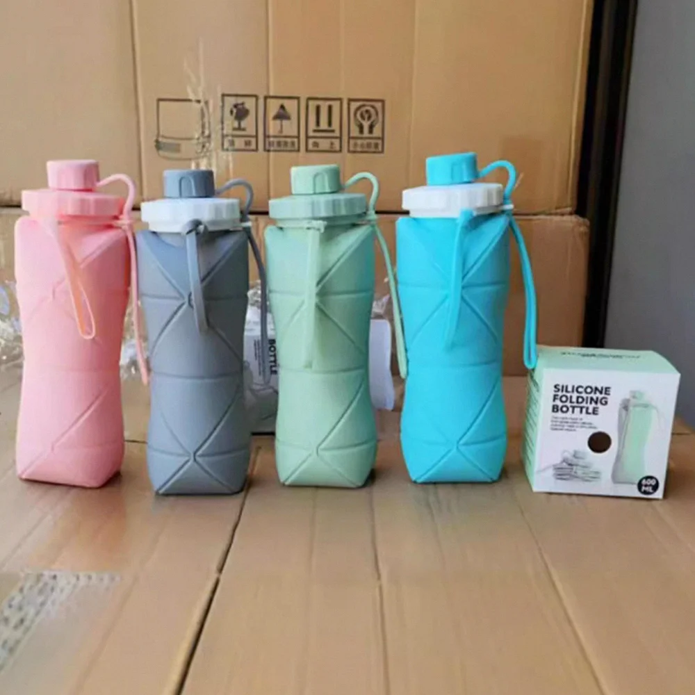 20oz 600ml Reusable BPA Free Collapsible Silicone Foldable Travel Water Bottle