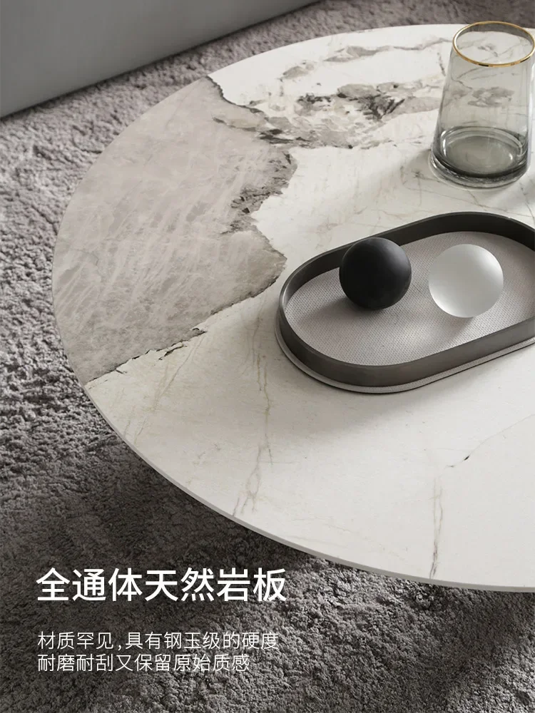 

Italian light luxury small apartment round rock plate coffee table Modern simple family living room Minimal size Nordic coffee t