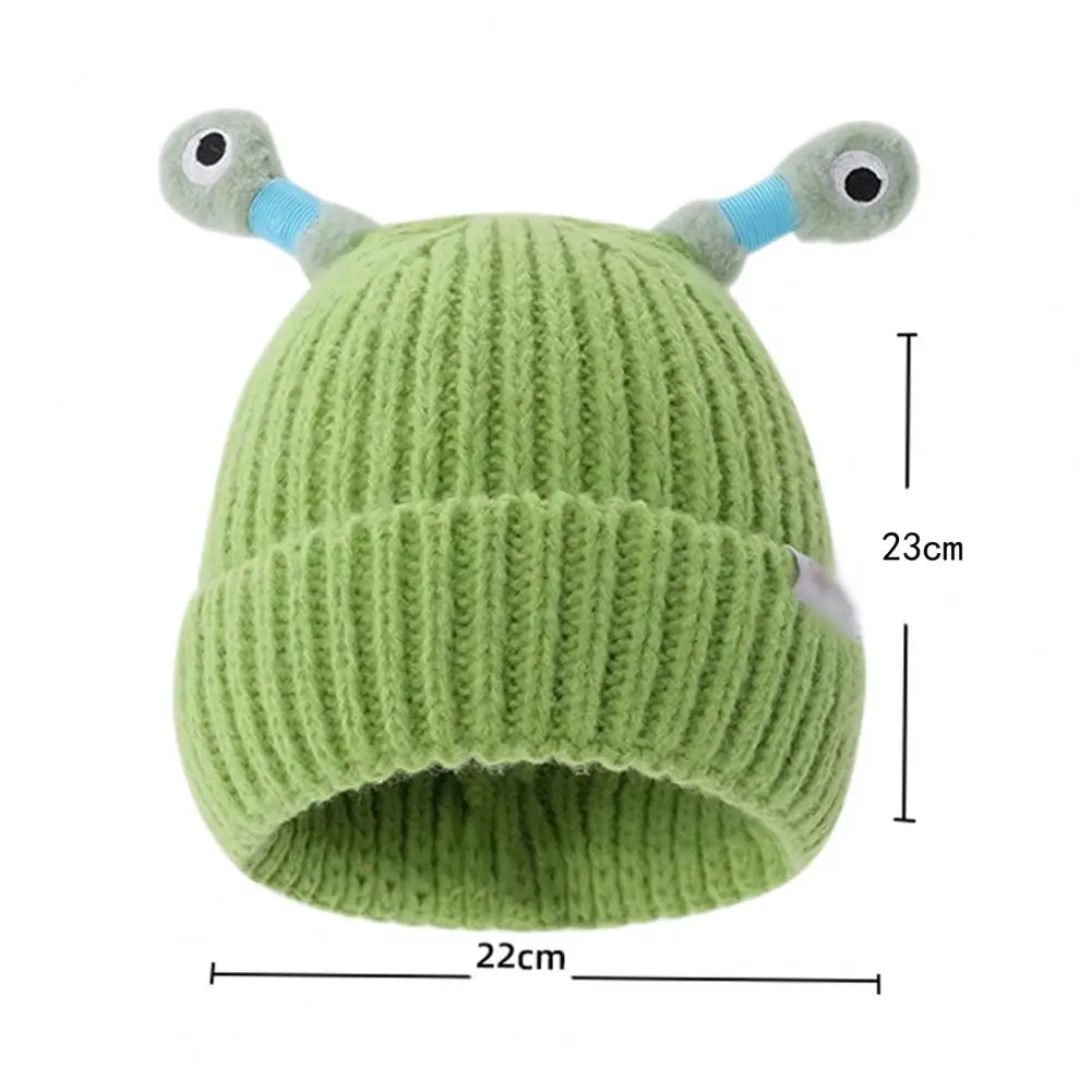 Cute Little Monsters LED Knit Beanie Funny Glowing Monsters Knitted Hat with Eyes Cartoon Winter Warm Hat Glowing Party Hats