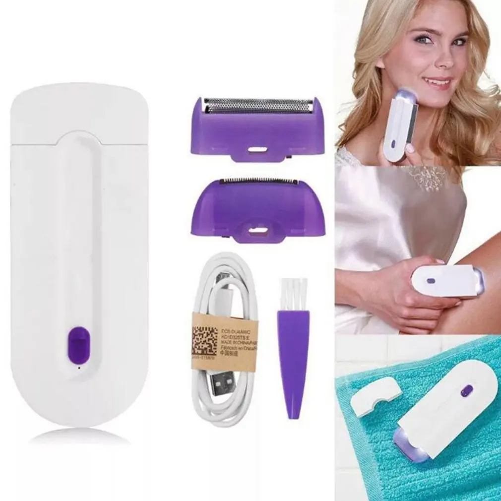 Portable Electric Epilator With Blue Light Painless Hair Removal USB Rechargeable Women Body Face Leg Bikini Shaver Hair Trimmer 5