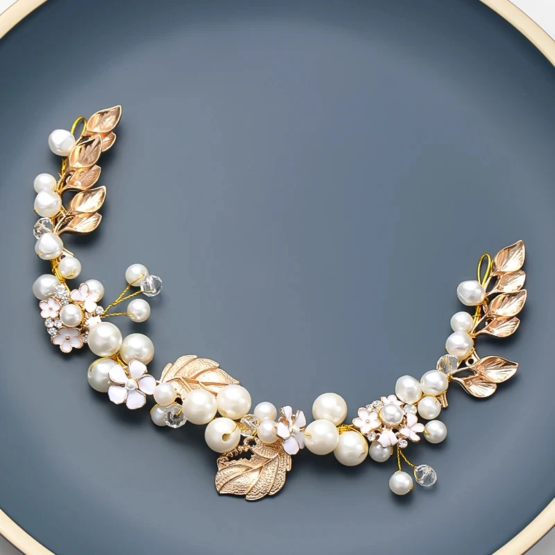 Fashion Women Pearl Crystal Tiara Boho Bridal Hairbands Jewelry Accessories For Wedding Photo Party Gift Hair Ornaments
