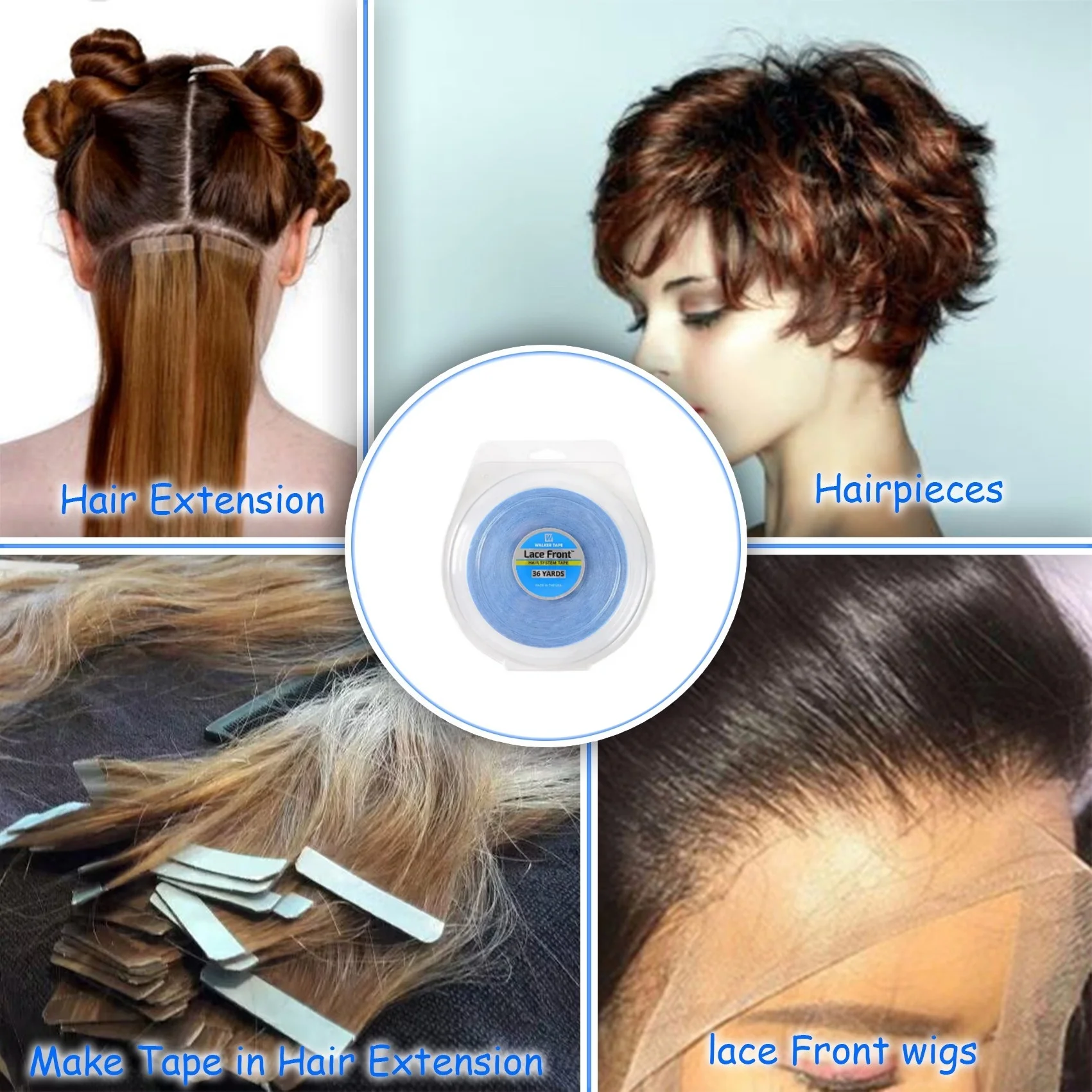 Lace Front Support Blue Double Sided Tape For Hair Extension/Toupee/Lace Wig Hair Extension Tape images - 6