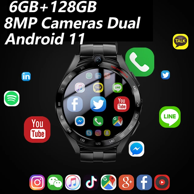 4G Smartwatch Men 6GB + 128GB 1.6 "2MP + 8MP GPS WIFI Dual Camera HD Call  Fitness Tracker cardiofrequenzimetro Smart Watch Android 11 - AliExpress