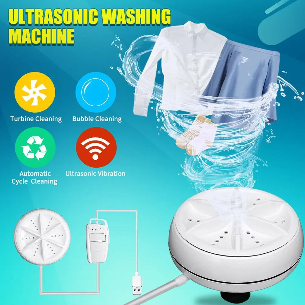 Mini Portable Washing Machines Ultrasonic Turbo Personal Rotating Washer Convenient Travel Home Business Travel USB Socket New personal